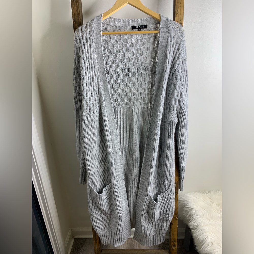 Ye Mak Sweater Gray Long Cardigan